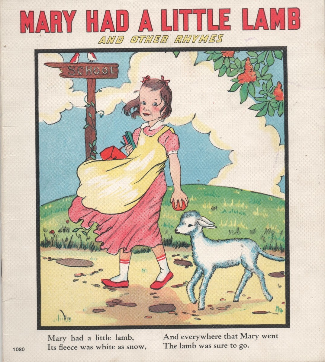 MARY HAD A LITTLE LAMB and OTHER RHYMES by WHITMAN 1939 Linen No