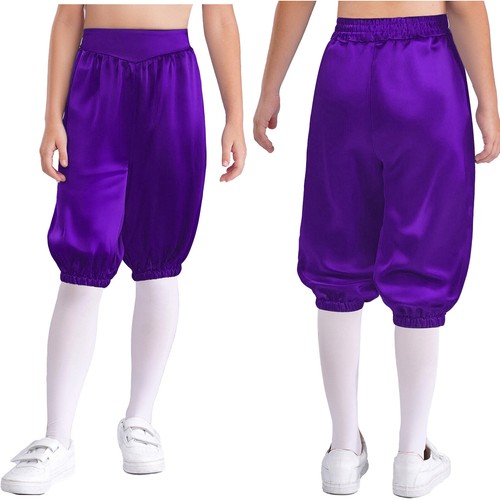 Kids Unisex Athletic Capri Halloween Party Dress Up Silky Satin Medieval Pants - Picture 32 of 134