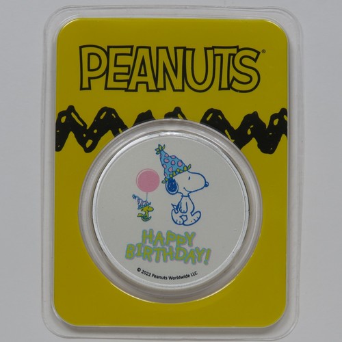 Peanuts® Snoopy & Woodstock - Happy Birthday - Colorized 1 oz .999 Silver Round
