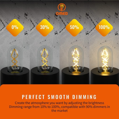 OMED Fishbone LED Filament Vintage Edison Light Bulbs, T45/T14 E26 4W Antique... - Picture 4 of 9