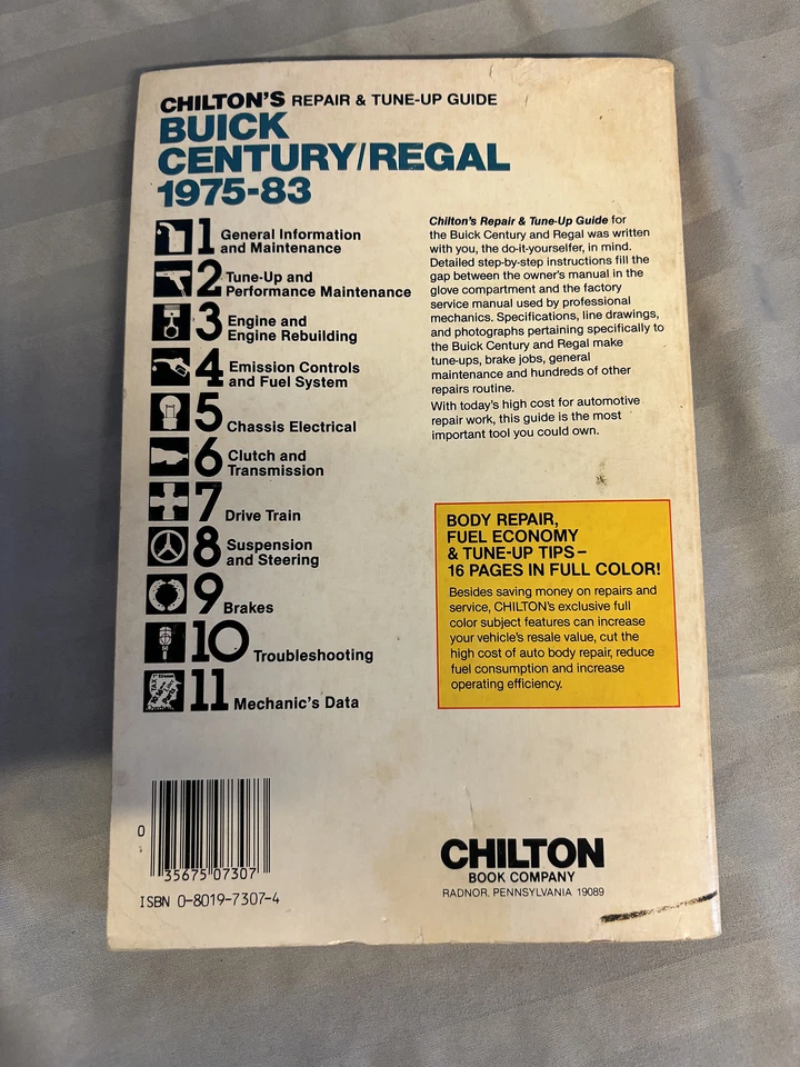 Chilton Repair Manual 7307 Buick Century & Regal 1975-83 Vintage - Image 2 of 4