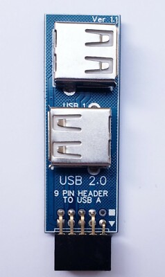 USB 2.0 9 Pin To 2 USB Port Type A Internal Board Female Adapter New Motherboard