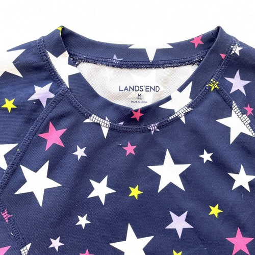 Camisa Atlética Lands’ End Niñas’ Mediana 10-12 Capa Base Azul Marino Estrellas Manga Larga - Imagen 3 de 12