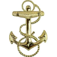 USN Navy Midshipman 1-13/16" Gold Cap Device Pin Fouled Anchor Emblem Insignia