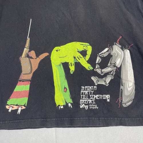 Vintage LRG T-Shirt Mens L Black Graffiti Art Tee Distressed Bleach Stain Rare - Picture 6 of 11