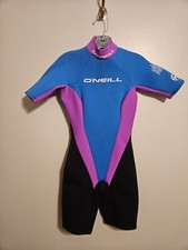 O'Neill Womens Shorty Wetsuit Black Purple Aqua Size 8