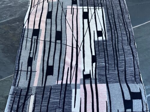 Abstract Charcoal & Pink Architectural Bridge Spans Barkcloth Ere Vintage Fabric - 第 9/12 張圖片