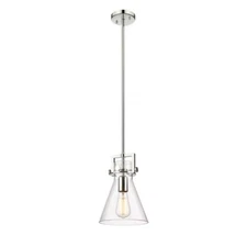 Innovations Newton Cone 1-Lt 8" Stem Pendant, PN/CG - 411-1SS-PN-G411-8CL