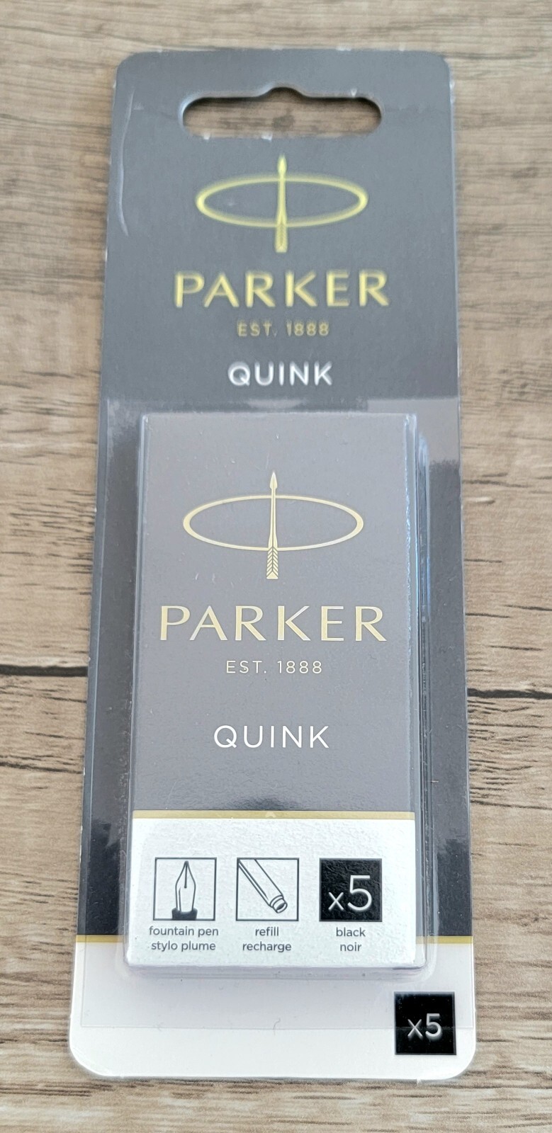 Parker Fountain Pen Ink Refill Cartridges Long Black QUINK Ink 5 Count Black