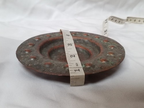 VTG Hand Hammered 5" Copper Souvenir Saucer Made In Egypt Trinket Tray Coin Dish - Picture 8 of 9