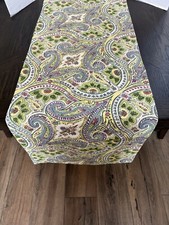 April Cornel Spring Table Runner Paisley 89 X 17” India Verde Amarillo Rosa Azul