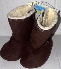 LITTLE WONDERS faux suede baby boots brown/fleece line size 1 0-3 months