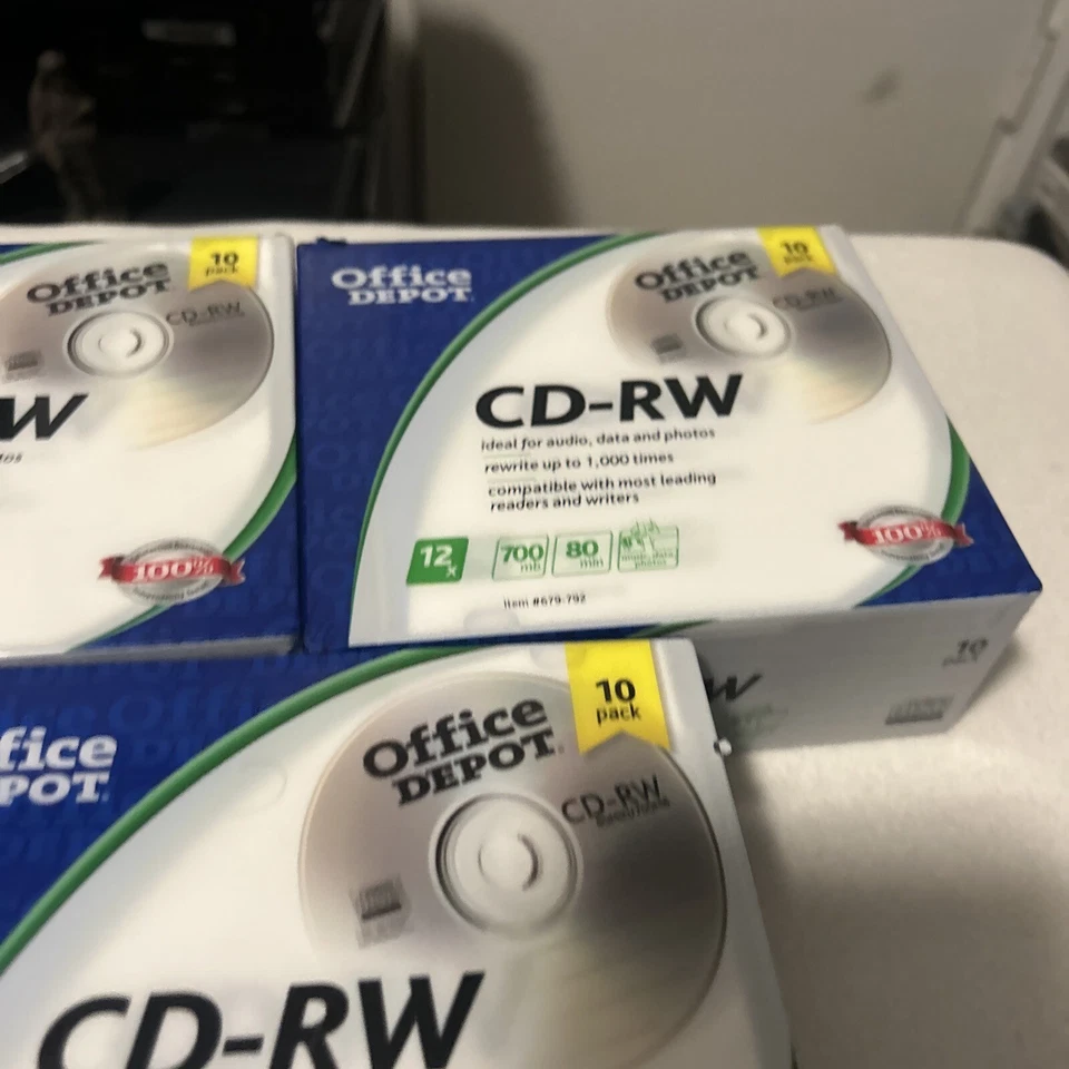 Office Depot Brand 10 Pack CD-RW 12X Speed 700MB 80Min Music Data Photos 3 Total - Image 3 of 4