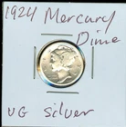 1924 Mercury Silver Dime VG