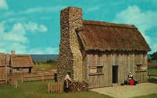 Postal de colección peregrino pilas chimenea madera junto a la casa del gobernador William