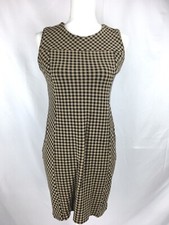 J. Jill Dress Women’s Size SMALL Ponte Brown Black Checked Sleeveless Stretchy