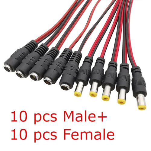 DC Power Pigtail Cable Male & Female Wire Plug 18 AWG 2.1mm x 5.5mm 12V 5A - Picture 4 of 4