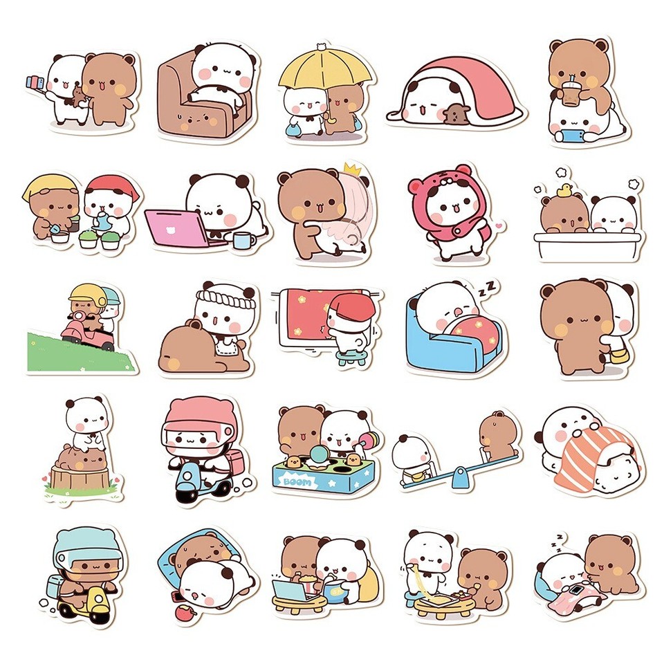 50sheets/set Panda Cartoon Bear and Panda Stickers Bubu Dudu Stickers