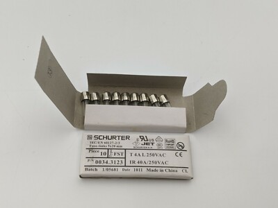 20 Pcs Schurter 0034.3123 Mini Fuse Time Delay Glass 4 Amp 250 Volt 5x20 mm NOS