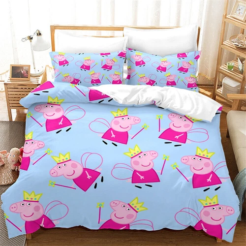 Peppa Pig Cartoon Quilt Duvet Doona Bezug Bettwäsche Set Single Double Queen Neu - Bild 14 von 36