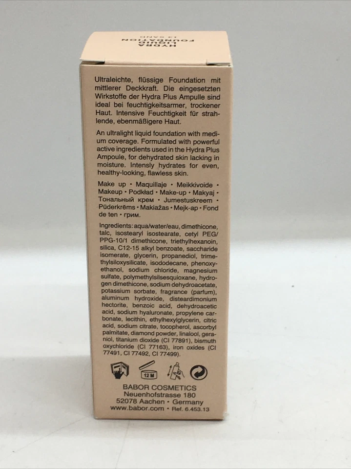 Base líquida Babor Hydra 13 arena maquillaje facial piel brillante 30 ml 1 fl oz Foto 2 de 4