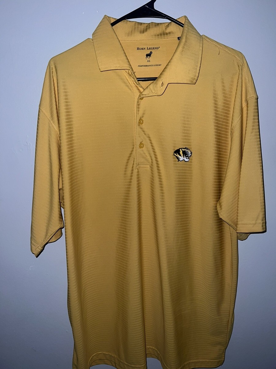 Horn Legend Missouri Tigers Men's Size XL Short Sleeve Yellow Striped Polo  Shirt