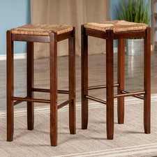 ACME 07303 Set of 2 Gaucho Stool 18-Inch Walnut Finish
