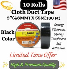 10 Roll 2" X 55M 60 Yards Cloth Duct Tape Utility Grade Industrial SUV Vinyl TRU