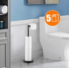 Free Standing Toilet Roll Holder Stand, Black, holds 5 Rolls