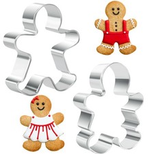 Gingerbread Man Cookie Cutter Set,2PCS Christmas Gingerbread Man Girl Shape S...