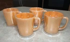 4x Vintage Fire King Anchor Hocking Peach Luster D Handle Coffee Cups Oven Ware