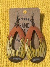 Large Sunflower Earrings NEW Folk Art