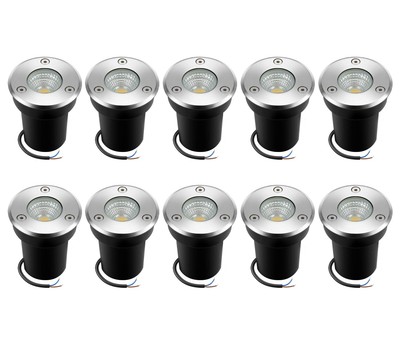 10Pack Landscape Lights LED Well Lights 6W 12V-24V Ground Lights IP67 Waterpr...