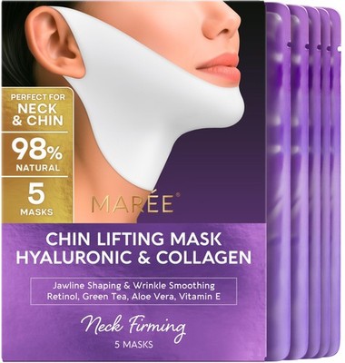 MAREE V Line Lifting Mask with Hyaluronic Acid   5 Count (Pack of 1), Purple