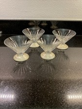 4 Sterling Silver Base Starburst Glass Shertbert Cups MCM