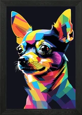Chihuahua Pop Art Framed Wall Art Poster Canvas Print Picture
