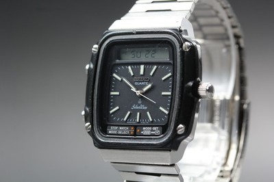 James Bond Vintage Seiko Silver Wave H357-5110 Ana-Digi Quarz Herrenuhr JAPAN