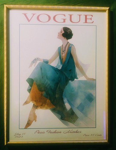 Vogue Vintage Cover Wall Art Glass Cover Framed Fashion Magazine Framed 19”x25”