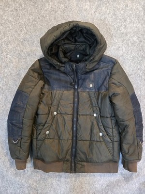 Men s G-Star RAW Whistler Denim HDD Bomber Hooded Down Jacket Coat Size XL