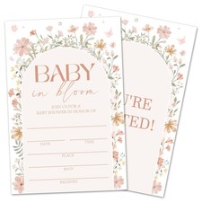 25 PCS 04 Pink Floral Baby Shower Invitations Envelopes Gender Reveal Girl