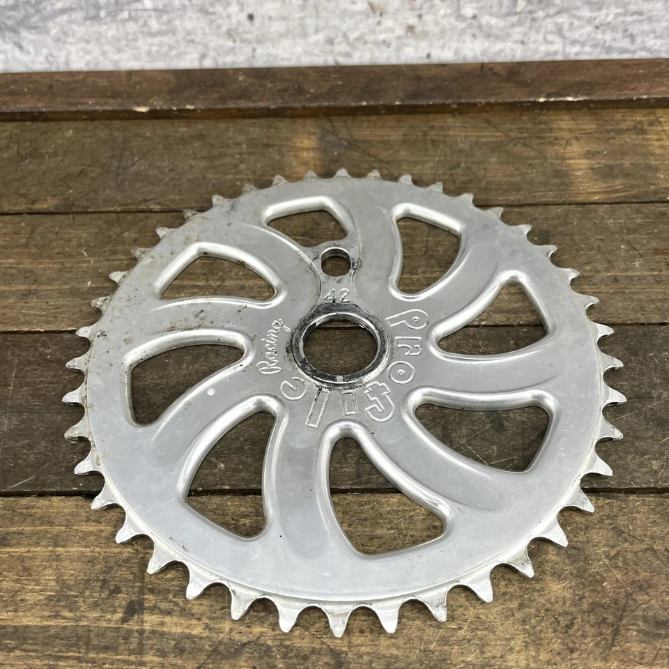 Profile Racing BMX 42T Sprocket Chainring Silver Aluminum Swirl Cutouts Bicycle - Image 3 of 4