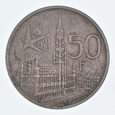SILVER - WORLD Coin - 1958 Belgium 50 Francs - World Silver Coin *070