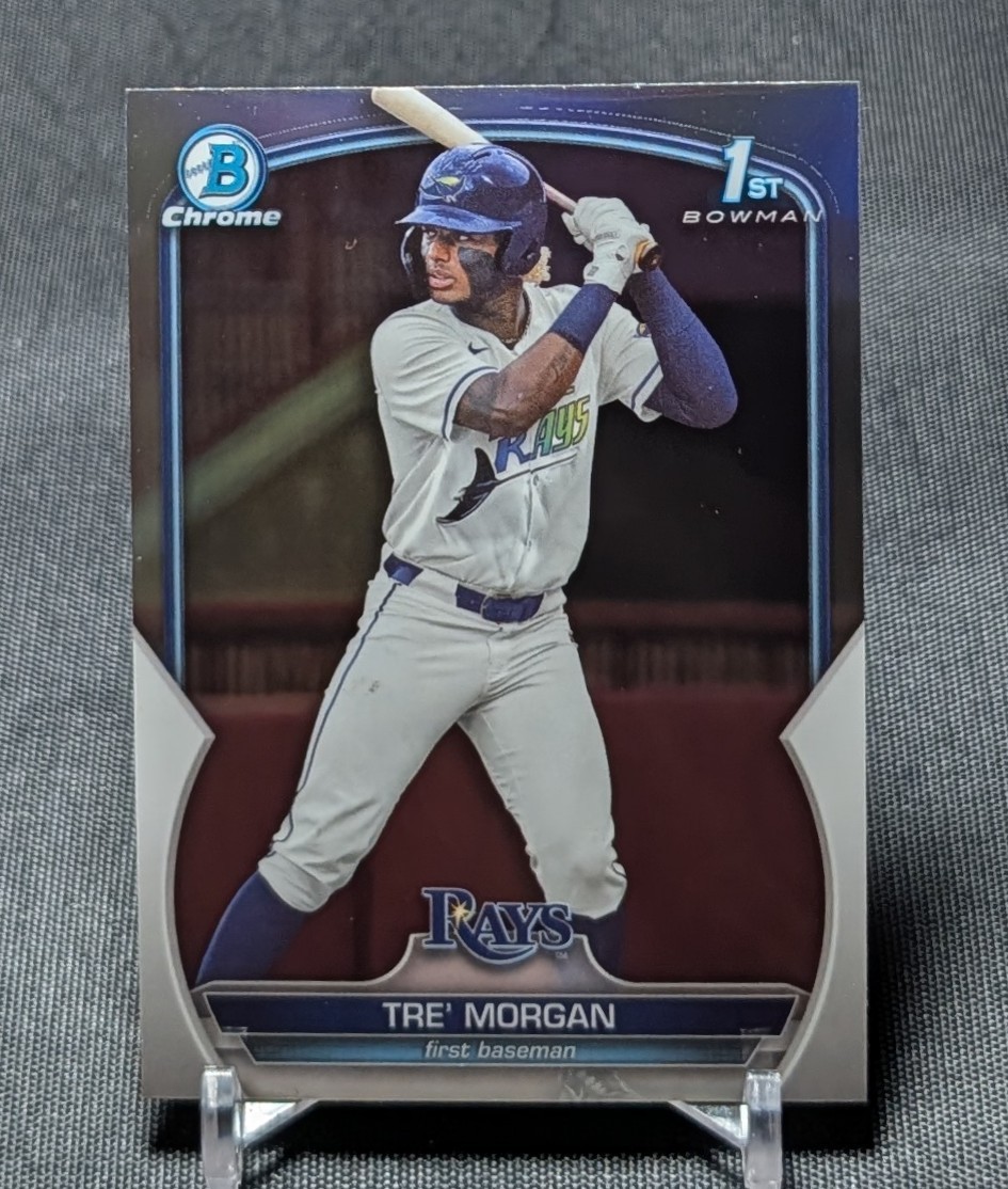 Tre' Morgan 1st Chrome Refractor Rookie RC 2023 Bowman Draft Card #BDC-199 Rays