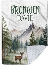 Customized Forest Baby Blanket with Double Layer Dotted Backing for Boys
