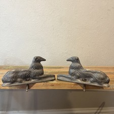 Antica coppia topper cancello recinzione cassetta postale cane grande uragano alluminio pressofuso