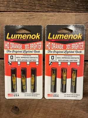 (6-PACK) NEW! - Lumenock HD Orange S Lighted Nocks SL3 - 2 Packages
