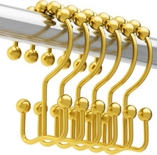 Shower Curtain Hooks Rings Gold, Metal Double Glide Shower Hooks Rings for Bathr