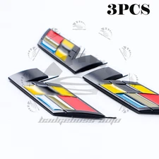 3pc Black V Emblem Metal Badge Side Fender Lid Trunk Decal for Escalade CTS