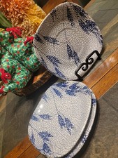Juego de 3 Platos De Colección Latina Lozadur Argentina Bluegrass Azul y Blanco 6.25" RARO