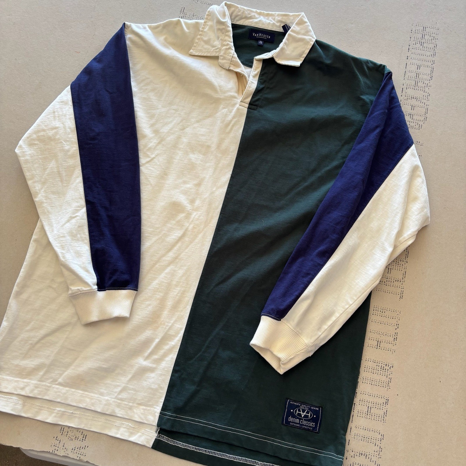 Vintage 90s Van Heusen Colorblock Rugby Shirt
